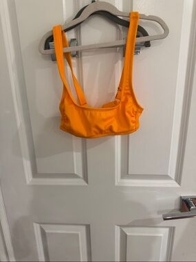 Bright Orange Ribbed Bikini Top